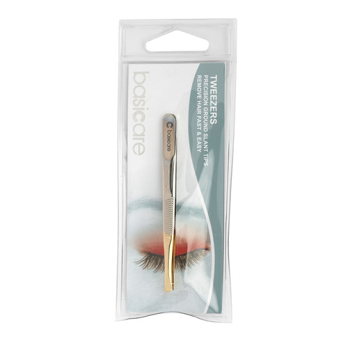 Basicare Tweezers Slant Tip 1/2 Gold Blade 8.5cm