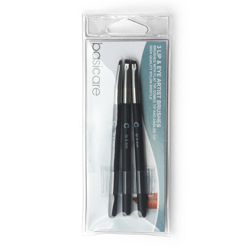 Basicare 3 Lip & Eye Artist Brushes 13cm