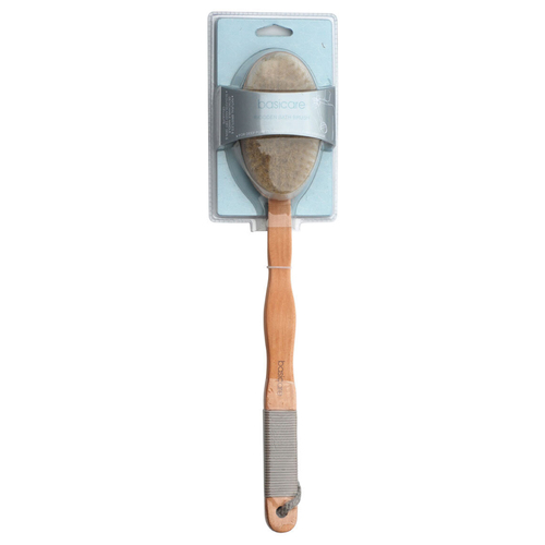 Basicare Wooden Bath Brush with Long Handle 41cm