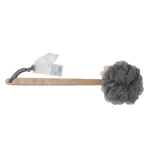 Basicare Charcoal Mesh Sponge With Wooden Handle