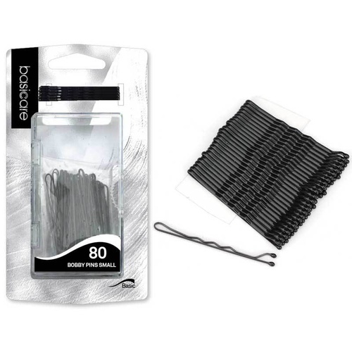 Basicare Bobby Black Pins Small Set of 80 5cm