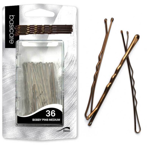 Basicare Bobby Medium Brown Hair Pin Set of 36 6.2cm