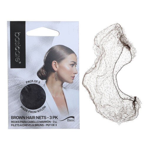 Basicare Invisible Nylon Bun Net Brown Pack Of 3 