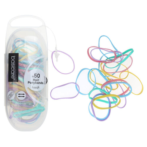 Basicare Strong Super Stretchy Elastic Hair Bands Snagless Pastel 50pk