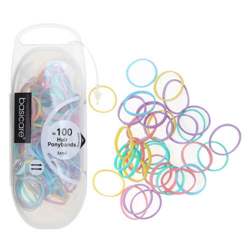 Basicare Strong Super Stretchy  Elastic Hair Bands Snagless Pastel Mini 100pk