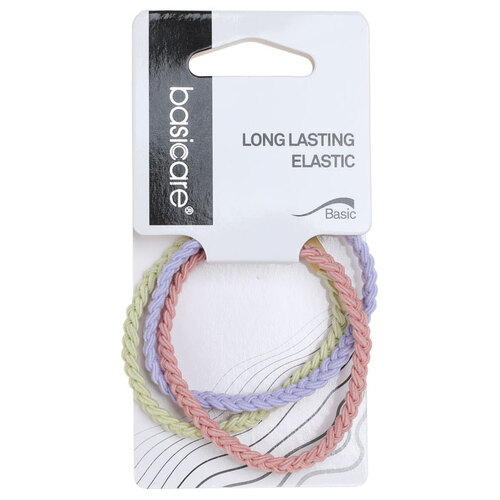 Basicare Elastic Hair Bands Long Lasting 3pk Plaited