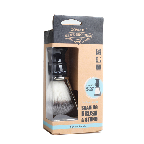 Basicare Men's Grooming Shaving Brush & Stand Set