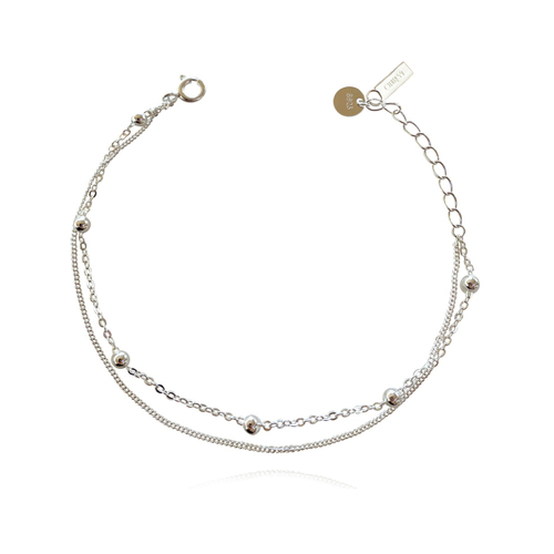 Culturesse Amour Fine Silver Dual Chain Bracelet  