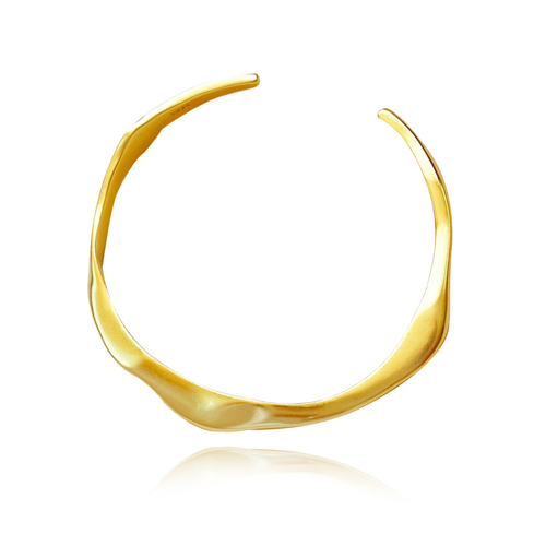 Culturesse Solstice Artisan Solid Wavy Bangle (Gold Vermeil)