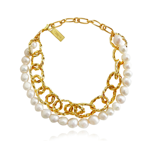 Culturesse Sequoia Artisan 24K Pearl Chain Bracelet