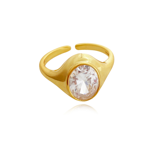 Culturesse Eleonore Gold Vermeil Zircon Open Ring 