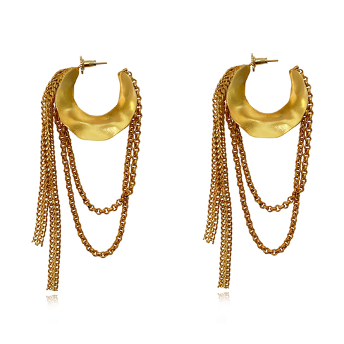 Culturesse McKenna 24K Bowl Chain Earrings (Imperfect)