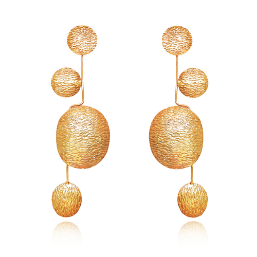 Culturesse Ginevra Textured 24K Geo Sculpture Art Earrings