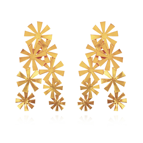 Culturesse Venezia Artisan 24K Petal Sculpture Earrings (Oversized)