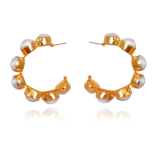 Culturesse Annalisa 24K Natural Pearl Hoop Earrings