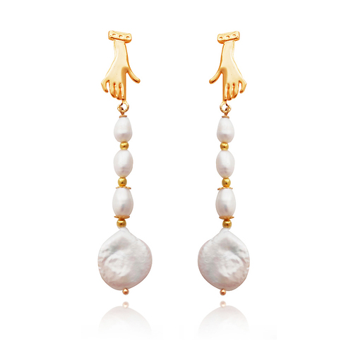 Culturesse Desiree Artisan 24K Pearl Drop Earrings