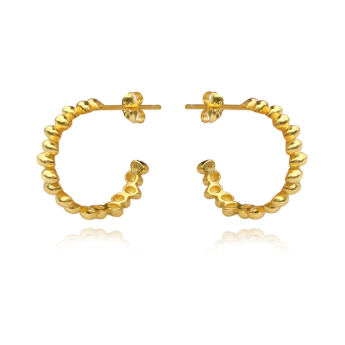 Culturesse Aisling Beaded C Hoop Earrings (Gold Vermeil)