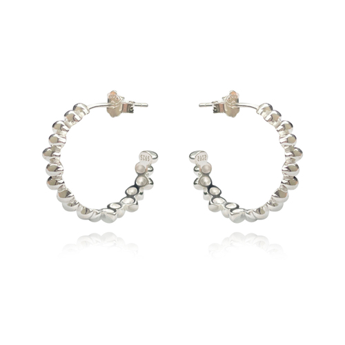 Culturesse Aisling Beaded C Hoop Earrings (Silver)