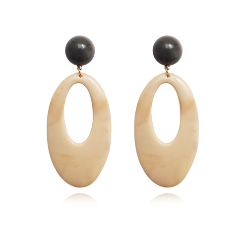 Culturesse Elda Beige Love Geometric Drop Earrings 