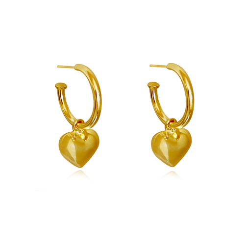 Culturesse Lavin Classic Love Heart Drop Earrings (Gold Vermeil)