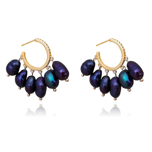 Culturesse Nerissa Black Freshwater Pearl Drop Earrings