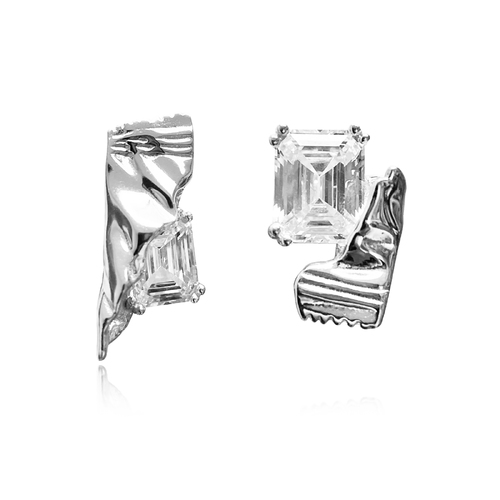 Culturesse Bonbons Artisan Mismatched Earrings (Silver)