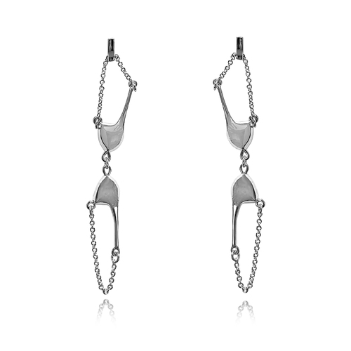 Culturesse Georgina Art Deco Bralette Earrings (Silver)