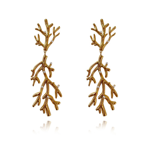 Culturesse Alvena Coral Statement Earrings