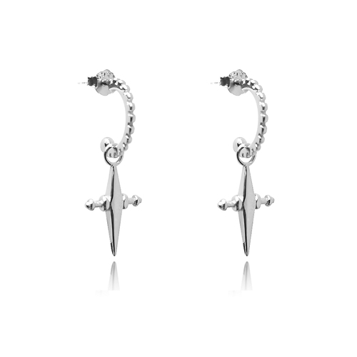 Culturesse Lyre Silver Cross Drop Earrings