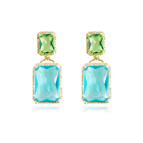 Culturesse Marella Aqua Crystal Drop Earrings