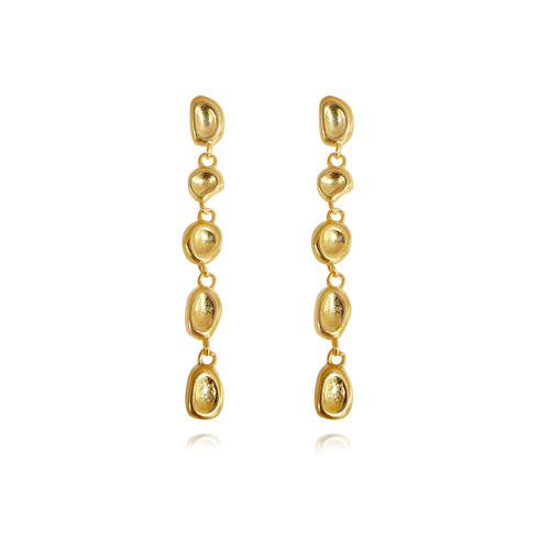 Culturesse Aka Dainty Sculptural Pebble Drop Earrings (Gold Vermeil)