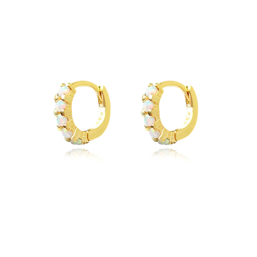 Culturesse Larisa Dainty Opal Hoop Earrings