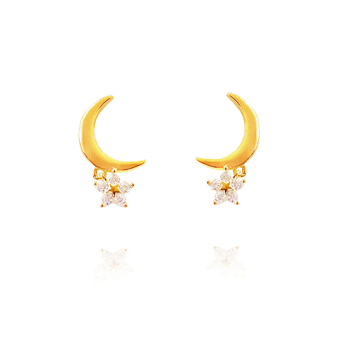 Culturesse Gemma Gold Filled Dainty Moon Earrings