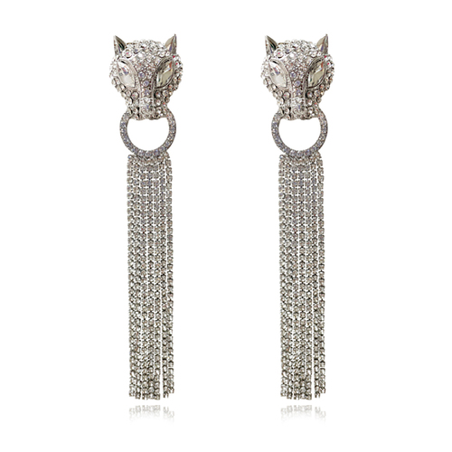 Culturesse Chase Diamante Leopard Statement Earrings (Oversized)