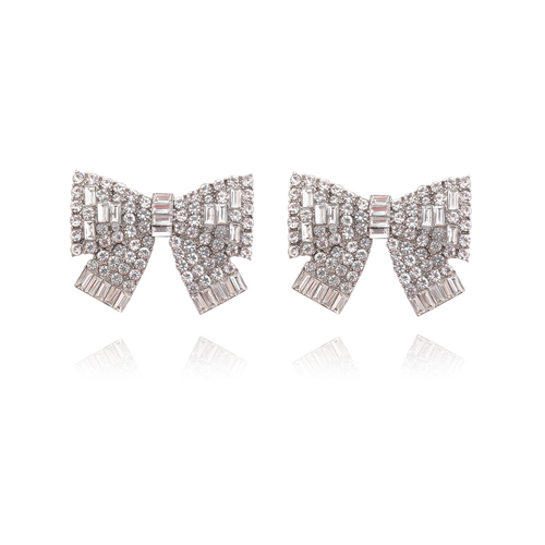 Culturesse Mon Chérie Diamante Bow Earrings