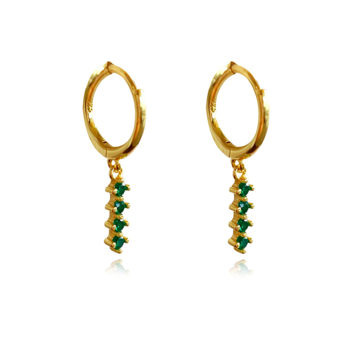 Culturesse Desi Dainty Zirconia Drop Earrings (Emerald Green)