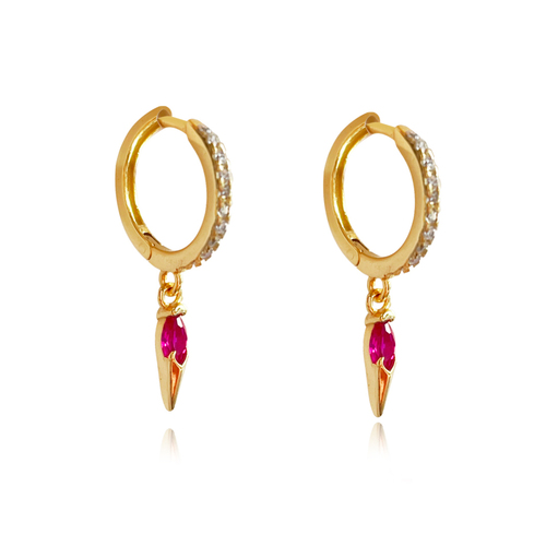 Culturesse Jovie Dainty Zircon Spike Drop Earrings (Fuchsia)