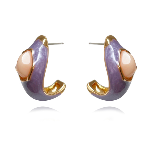 Culturesse Lafayette Enamel Croissant C Hoop Earrings (Taro)