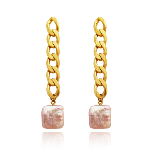 Culturesse Dimanche Muse Chain Pearl Drop Earrings