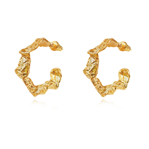 Culturesse Dejouer 24K Sculptured C Hoop Earrings