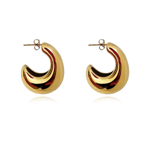 Culturesse Della Curved Bowl Earrings (Gold)