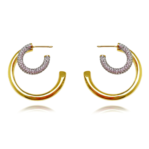 Culturesse Massimo Diamante Dual Tone Hoop Earrings