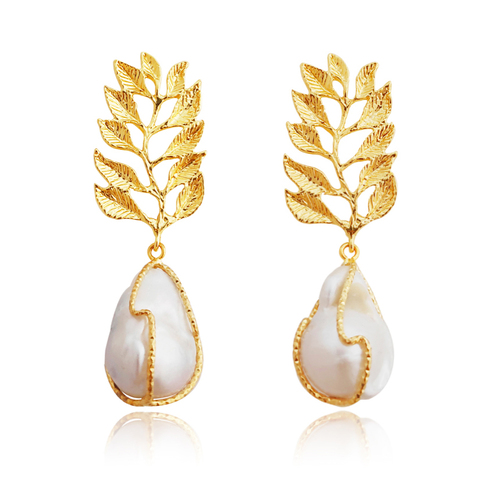 Culturesse Etienne 24K Baroque Pearl Drop Earrings