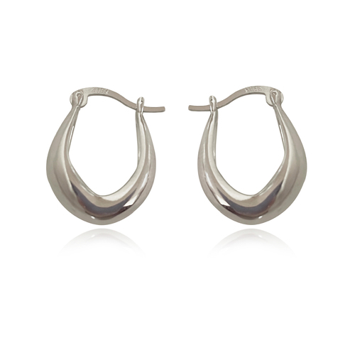 Culturesse Krista Modern Bowl Huggie Earrings - Silver