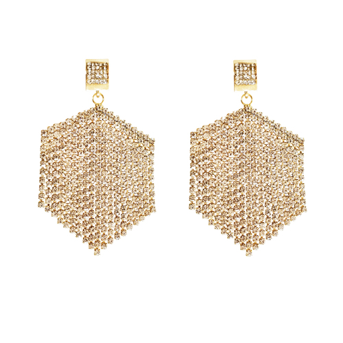 Culturesse Claude Shimmering Golden Tassel Earrings