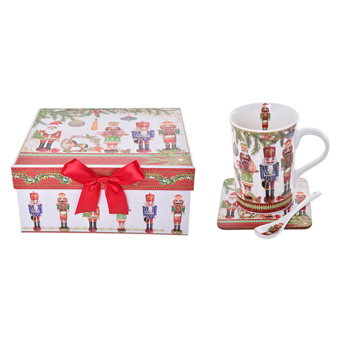 Christmas Nutcracker Gift Set 3 Piece Mug, Coaster and Teaspoon in Gift Box