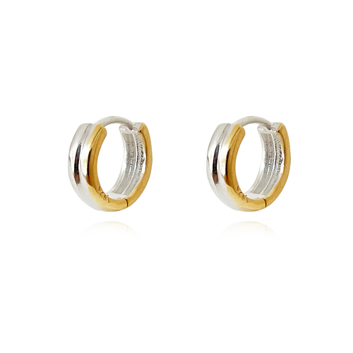 Culturesse Sol Artsy Chic Dainty Dual Tone Hoop Earrings 