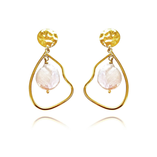 Culturesse Celestia 24K Artisan Pearl Dangle Earrings