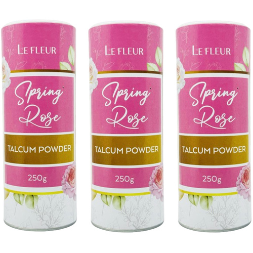 Le Fleur 3 x Spring Rose Luxury Talcum Powder 250g