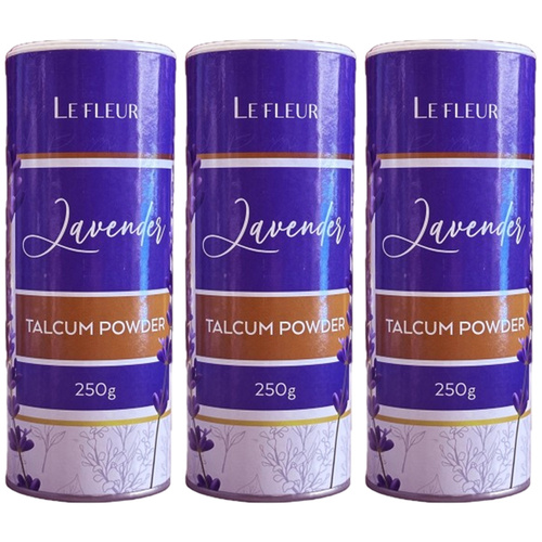 Le Fleur 3 x Fresh Lavender Luxury Talcum Powder 250g